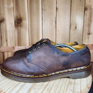 Dr Martens Shoes Mens Size 14 Brown Leather 4 Eye‎ England Vintage 90s Lace Up